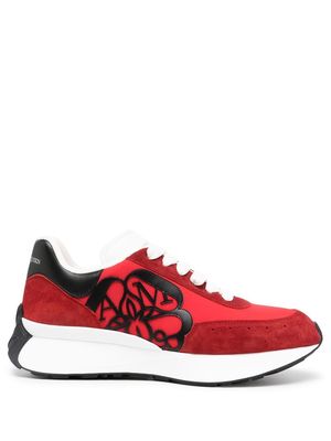 Alexander McQueen flower print lace-up sneakers - Red