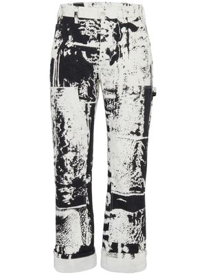 Alexander McQueen Fold-print cropped jeans - White