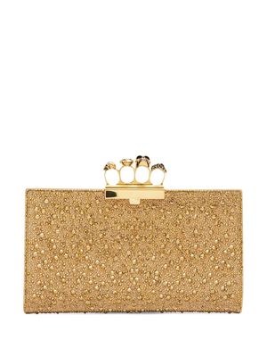 Alexander McQueen Four Ring embellished leather clutch - Gold