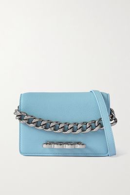 Alexander McQueen - Four Ring Embellished Leather Shoulder Bag - Blue