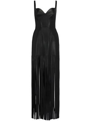 Alexander McQueen fringed leather pencil dress - Black