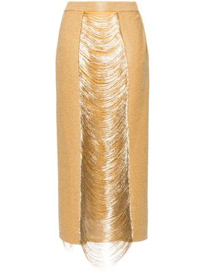 Alexander McQueen fringed pencil skirt - Gold