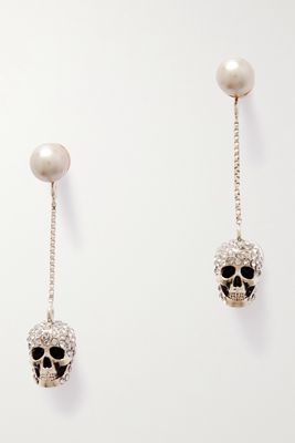 Alexander McQueen - Gold-tone, Swarovski Crystal And Faux Pearl Earrings - one size