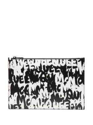 Alexander McQueen Graffiti all-over print clutch - Black