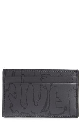 Alexander McQueen Graffiti Leather Card Holder in Black