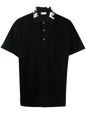 Alexander McQueen graffiti logo collar polo shirt - Black