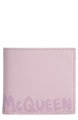 Alexander McQueen Graffiti Logo Leather Bifold Wallet in Lilac