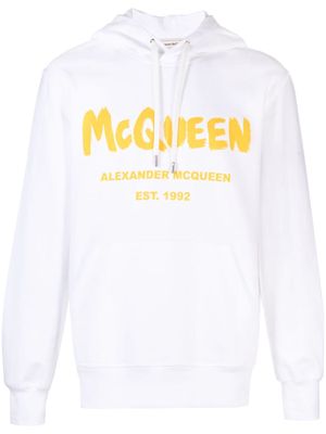 Alexander McQueen Graffiti logo-print hoodie - White