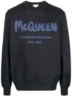 Alexander McQueen Graffiti logo-print sweatshirt - Blue