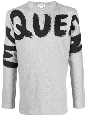 Alexander McQueen Graffiti logo-print T-shirt - Grey