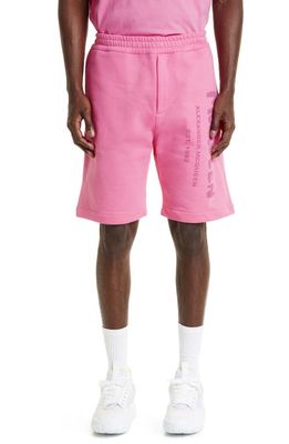 Alexander McQueen Graffiti Logo Sweat Shorts in Sugar Pink/Pink