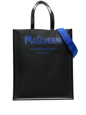 Alexander McQueen graffiti-logo tote bag - Black