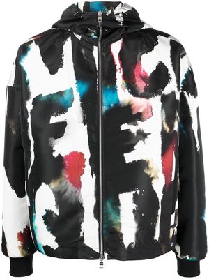 Alexander McQueen Graffiti-print hooded windbreaker - Black