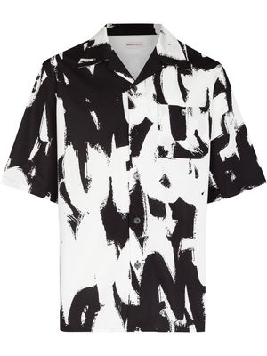 Alexander McQueen Graffiti print short-sleeve shirt - 9080 - WHITE BLACK