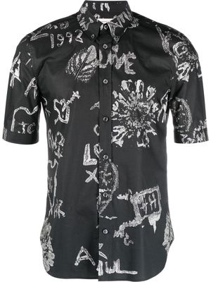 Alexander McQueen graffiti print short sleeve shirt - Black