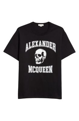 Alexander McQueen Graphic Logo Cotton T-Shirt in Black/White