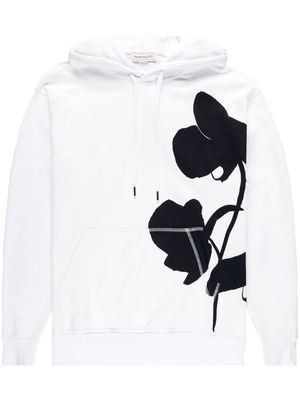 Alexander McQueen graphic-print cotton hoodie - WHITE/BLACK