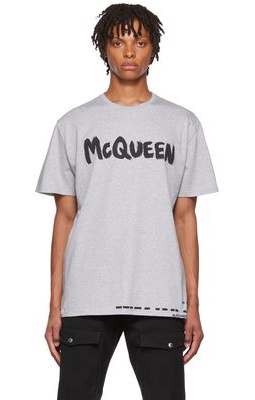 Alexander McQueen Gray Graffiti T-Shirt