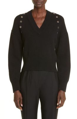 Alexander McQueen Grommet Harness Wool Sweater in 1000 Black