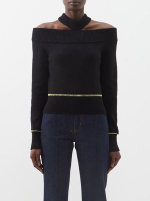 Alexander Mcqueen - Halterneck Wool-blend Sweater - Womens - Black Yellow