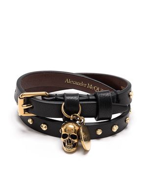 Alexander McQueen hammered studs double-wrap bracelet - Black