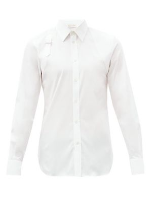 Alexander Mcqueen - Harness Piqué-panelled Cotton-blend Poplin Shirt - Mens - White