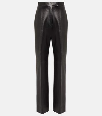 Alexander McQueen High-rise leather straight pants