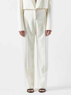 Alexander Mcqueen - High-rise Pleated Twill Suit Trousers - Womens - Blue