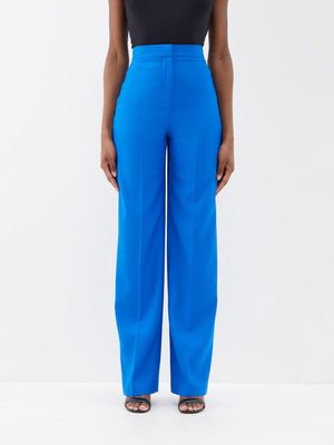 Alexander Mcqueen - High-rise Pleated Wool-twill Suit Trousers - Womens - Blue