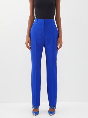 Alexander Mcqueen - High-rise Wool-crepe Suit Trousers - Womens - Blue