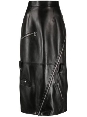 Alexander McQueen high-waisted polished-finish skirt - Black