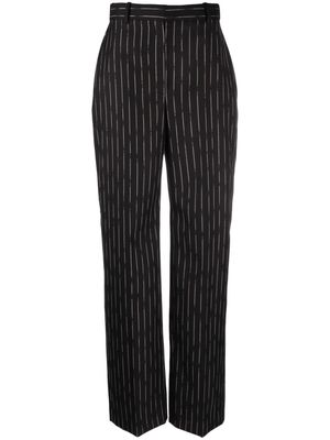 Alexander McQueen high-waisted striped wool trousers - Black