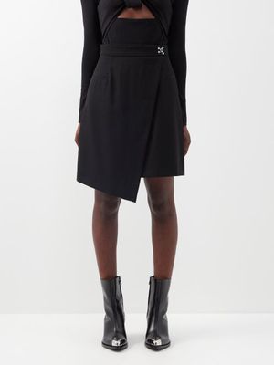 Alexander Mcqueen - Hook-clasp Wool-crepe Wrap Skirt - Womens - Black