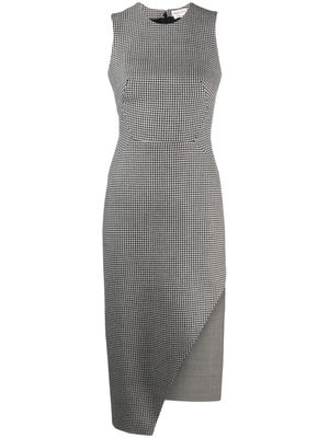 Alexander McQueen houndstooth asymmetric midi dress - Black