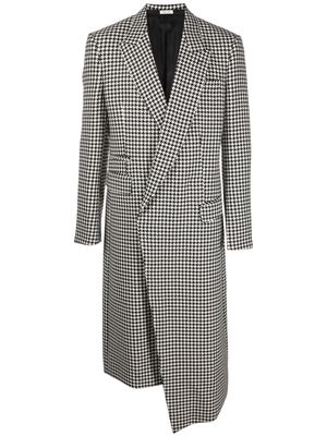 Alexander McQueen houndstooth-pattern asymmetric wool coat - Black