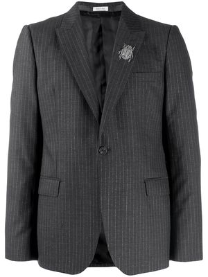 Alexander McQueen insect embellished pinstriped blazer - Grey