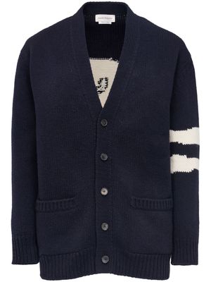 Alexander McQueen intarsia-knit wool cardigan - Blue