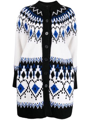 Alexander McQueen intarsia-knitted long cardigan - White