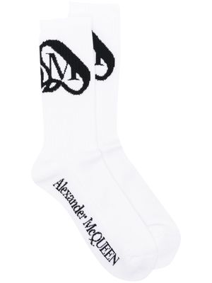 Alexander McQueen intarsia-logo stretch-cotton socks - Black