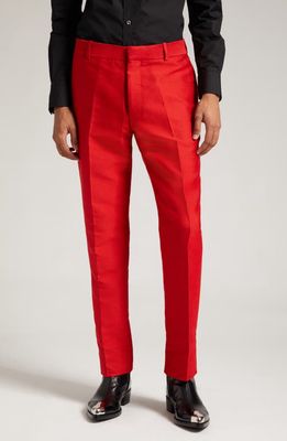 Alexander McQueen Jacquard Cigarette Trousers in Red