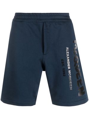 Alexander McQueen jersey logo-print shorts - Blue