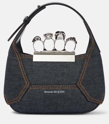 Alexander McQueen Jewelled Mini denim shoulder bag
