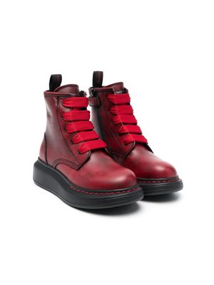 Alexander McQueen Kids lace-up tall boots - Red