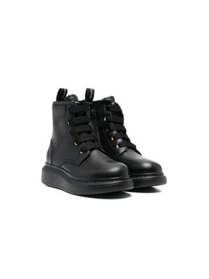 Alexander McQueen Kids leather lace-up ankle boots - Black