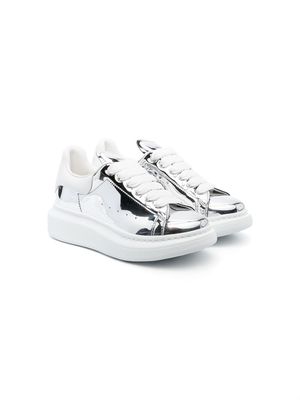 Alexander McQueen Kids metallic-effect lace-up sneakers - Silver