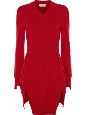 Alexander McQueen knitted tunic jumper - Red