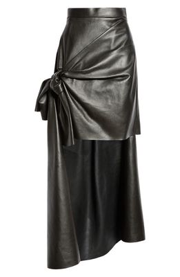 Alexander McQueen Knot Drape Lambskin Leather Miniskirt in Black