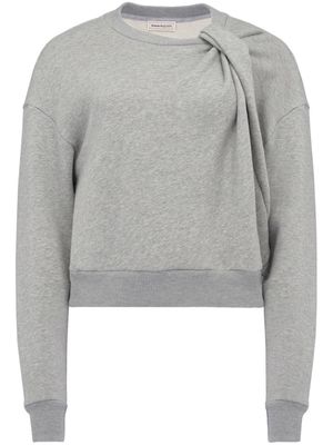 Alexander McQueen knot-embellished cotton sweatshirt - Grey