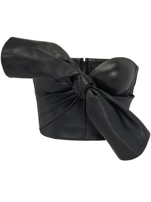 Alexander McQueen knotted-bow leather corset top - Black