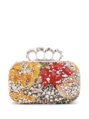 Alexander McQueen Knuckle crystal-embellished clutch bag - Yellow